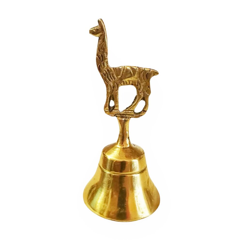 ☆RARE Vintage Brass Llama Alpaca Hand Bell Peru Decorative Peruvian Folk Art